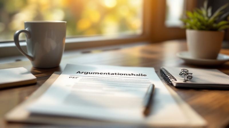 Aufgeschlagene Argumentationshilfe mit Notizen und Stift auf einem Holztisch, bereit für das Beratungsgespräch